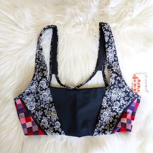 FREE PEOPLE MOVEMENT ActiveWear Sports Bra Dare Devil Strappy Back Multi Print